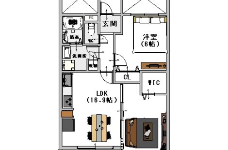  クロス使いがオシャレなマンション