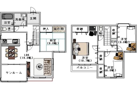  ダイニングとリビングを繋げて広々空間に！